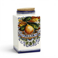 Load image into Gallery viewer, TOSCANA: Square Pasta Canister with Oranges and foliage design