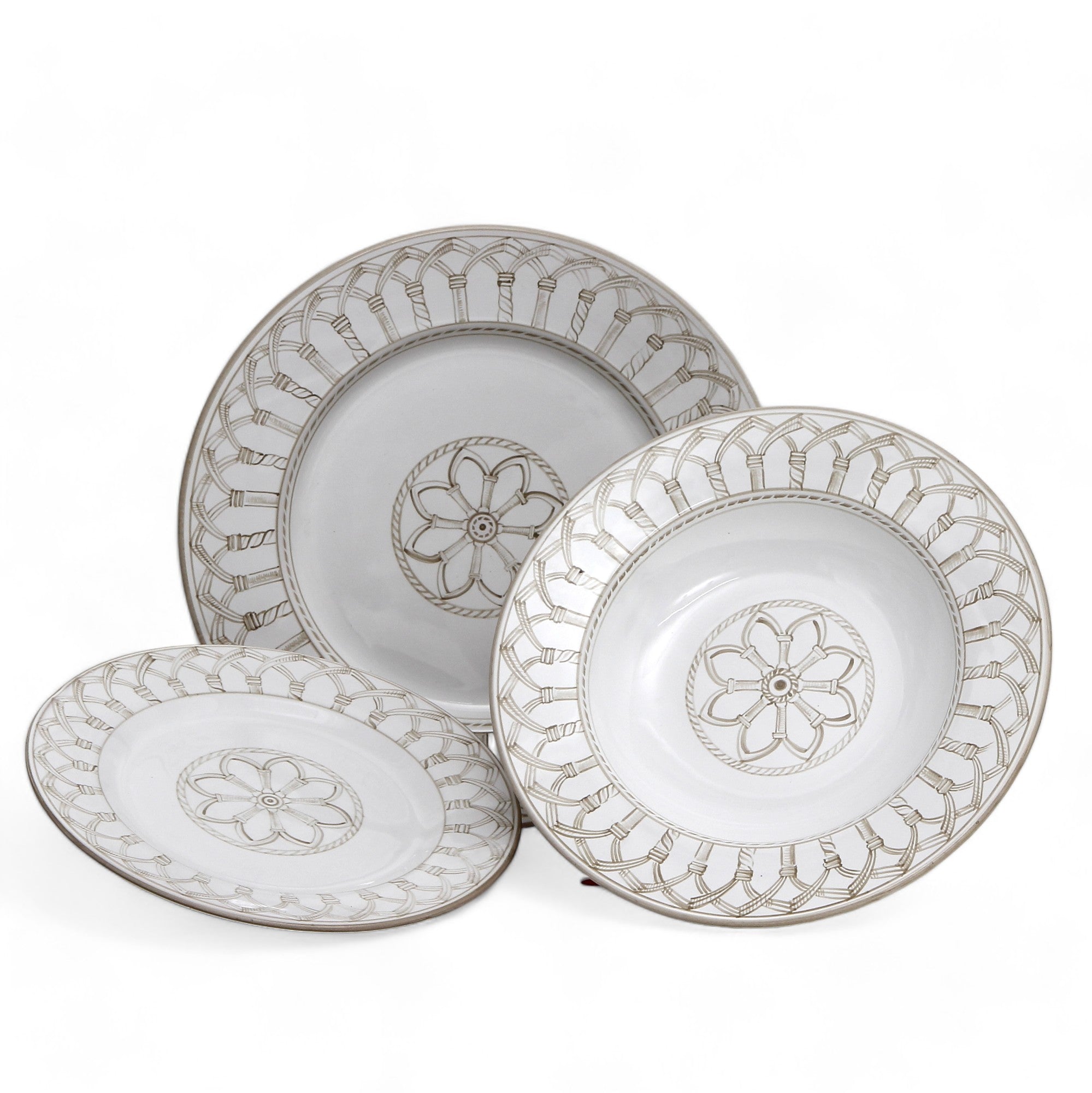 CATHEDRAL DESIGN: Set of three Plates: Dinner 11