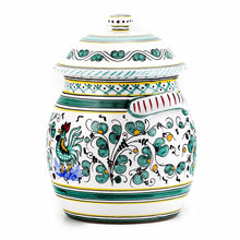 Load image into Gallery viewer, ORVIETO GREEN ROOSTER: Traditional Biscotti Jar - Artistica.com