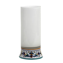 Load image into Gallery viewer, DERUTA BELLA VETRO: Cylindrical Glass Vase on ceramic base RICCO DERUTA design - WHITE Glass