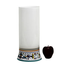 Load image into Gallery viewer, DERUTA BELLA VETRO: Cylindrical Glass Vase on ceramic base RICCO DERUTA design - WHITE Glass