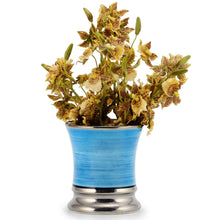 Load image into Gallery viewer, DERUTA CANDLES: Deluxe Precious Cup Candle ~ Coloris Celeste Design ~ Pure Platinum Rim