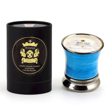 Load image into Gallery viewer, DERUTA CANDLES: Deluxe Precious Cup Candle ~ Coloris Celeste Design ~ Pure Platinum Rim