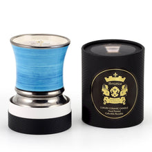 Load image into Gallery viewer, DERUTA CANDLES: Deluxe Precious Cup Candle ~ Coloris Celeste Design ~ Pure Platinum Rim