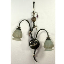 Load image into Gallery viewer, ALBA LAMP: Wall Sconce Light: Murano W Iron Hand Painted Gold Leaf
