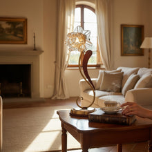Load image into Gallery viewer, ALBA LAMP: Luxury Table Lamp Antique Gold with Mrano Glass - G9 Bulb
