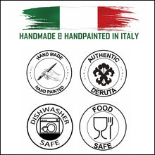 Load image into Gallery viewer, CATHEDRAL DESIGN: Set of three Plates: Dinner 11&#39;&#39;+ Pasta 10&#39;&#39;+ Salad 8&#39;&#39; - One of a kind - Hand Painted in Deruta-Italy!

