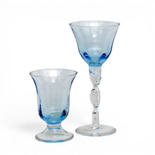 Load image into Gallery viewer, ADRIANA: Wine Glass Twisted Stem + Water "bell" Glass - LIGHT BLUE (SET of TWO pcs Wine+Water Glasses as shown)
