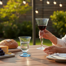 Load image into Gallery viewer, ADRIANA: Wine Glass Twisted Stem + Water "bell" Glass - LIGHT BLUE (SET of TWO pcs Wine+Water Glasses as shown)
