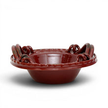 Load image into Gallery viewer, SCAVO AGATA BURGUNDY: Round deep bowl centerpiece with two handles
