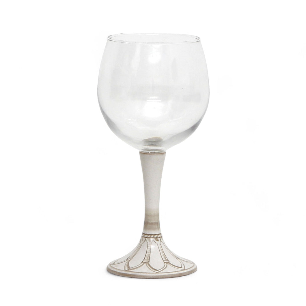 CATHEDRAL DESIGN: Balloon Style Glass with Ceramic Base - One of a kind - Hand Painted in Deruta-Italy!