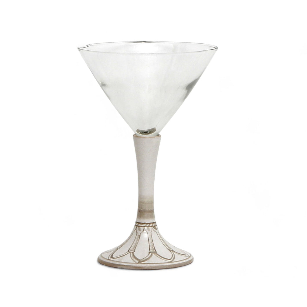 CATHEDRAL DESIGN: Martini Style Glass with Ceramic Base - One of a kind - Hand Painted in Deruta-Italy!