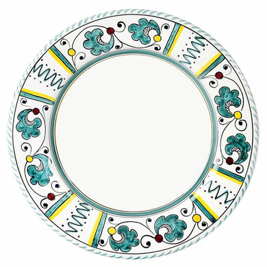 ORVIETO GREEN ROOSTER: Dinner plate (White Center) - Artistica.com