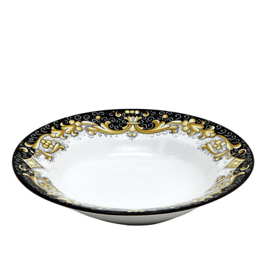 DERUTA COLORI: Pasta/Soup Rim Plate - BLACK/GOLD - Artistica.com