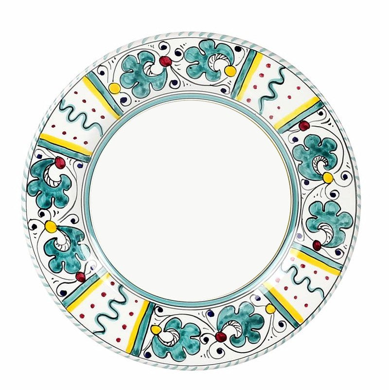 ORVIETO GREEN ROOSTER: Salad Plate (White Center) - Artistica.com