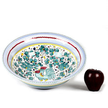 Load image into Gallery viewer, ORVIETO GREEN ROOSTER: Large Pasta/Salad Serving Bowl - Artistica.com
