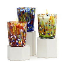 Load image into Gallery viewer, HOLIDAYS ITALIAN GLASS: Murano Style Crumpled Candle (Red Mix) - Artistica.com
