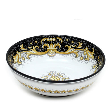 DERUTA COLORI: Serving Pasta/Salad Bowl - BLACK/GOLD - Artistica.com
