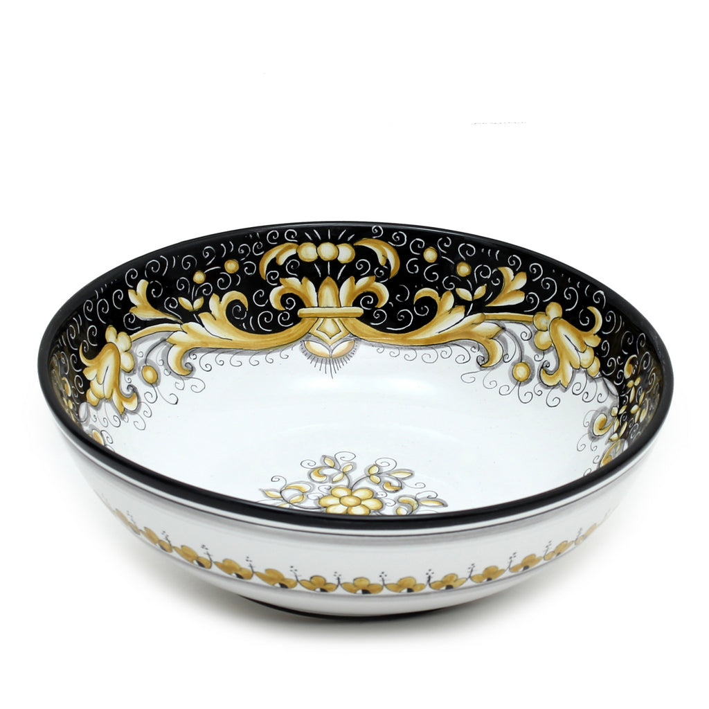 DERUTA COLORI: Serving Pasta/Salad Bowl - BLACK/GOLD - Artistica.com