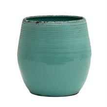 Load image into Gallery viewer, SCAVO Giardini Garden: Round &#39;Rullato&#39; Cachepot/Planter Large AQUA Tiffany Teal - Artistica.com
