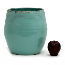 Load image into Gallery viewer, SCAVO Giardini Garden: Round &#39;Rullato&#39; Cachepot/Planter Large AQUA Tiffany Teal - Artistica.com
