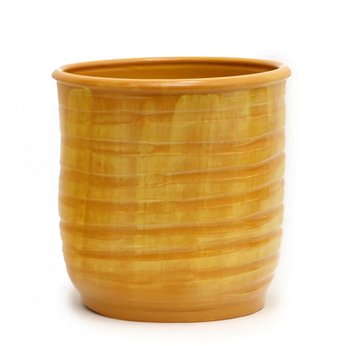 SCAVO Giardini Garden: Modern-Rustic 'Rigato' Cachepot/Planter Translucent TUSCAN YELLOW - Artistica.com
