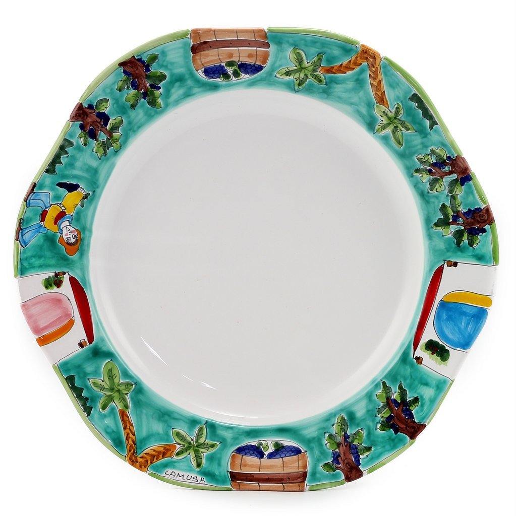 LA MUSA: Hexagonal Serving Charger Sicilian Grape Harvest