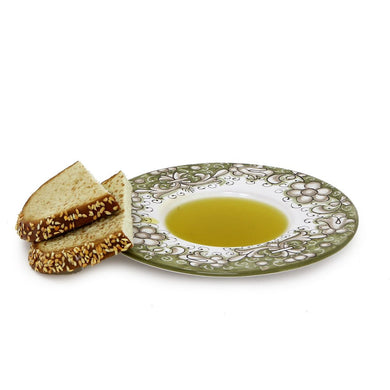 DERUTA COLORI: Olive Oil Fancy Dipping Bowl with large rim SAGE GREEN Color - Artistica.com