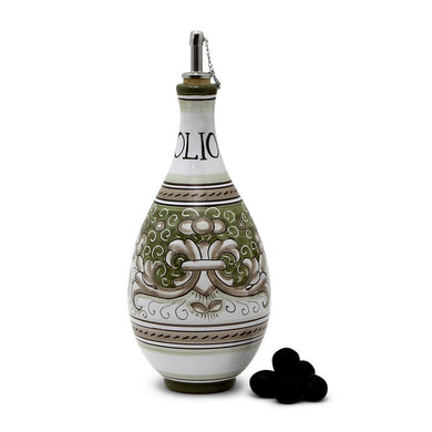DERUTA COLORI: Traditional Olive Oil Bottle with pourer SAGE GREEN Color - Artistica.com