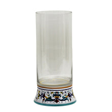 Load image into Gallery viewer, DERUTA BELLA VETRO: Cylindrical Glass Vase on ceramic base RICCO DERUTA design - CLEAR Glass
