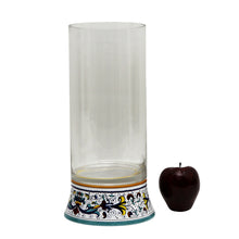 Load image into Gallery viewer, DERUTA BELLA VETRO: Cylindrical Glass Vase on ceramic base RICCO DERUTA design - CLEAR Glass
