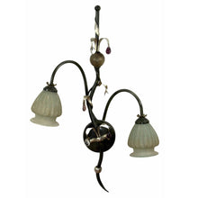 Load image into Gallery viewer, ALBA LAMP: Wall Sconce Light: Murano W Iron Hand Painted Gold Leaf - Artistica.com
