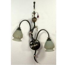 Load image into Gallery viewer, ALBA LAMP: Wall Sconce Light: Murano W Iron Hand Painted Gold Leaf - Artistica.com
