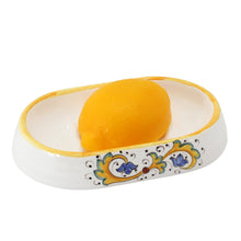 Load image into Gallery viewer, POSITANO: Deruta oval soap dish DeLuxe with Positano Lemon shaped scented glycerin soap
