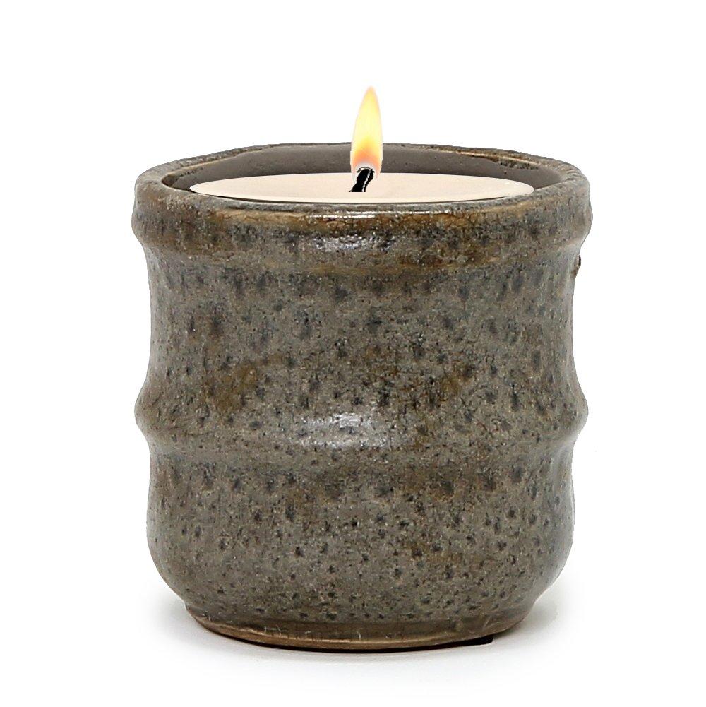 MONDIAL CANDLES: Hudson Design Ceramic Container Candle RUSTIC BROWN