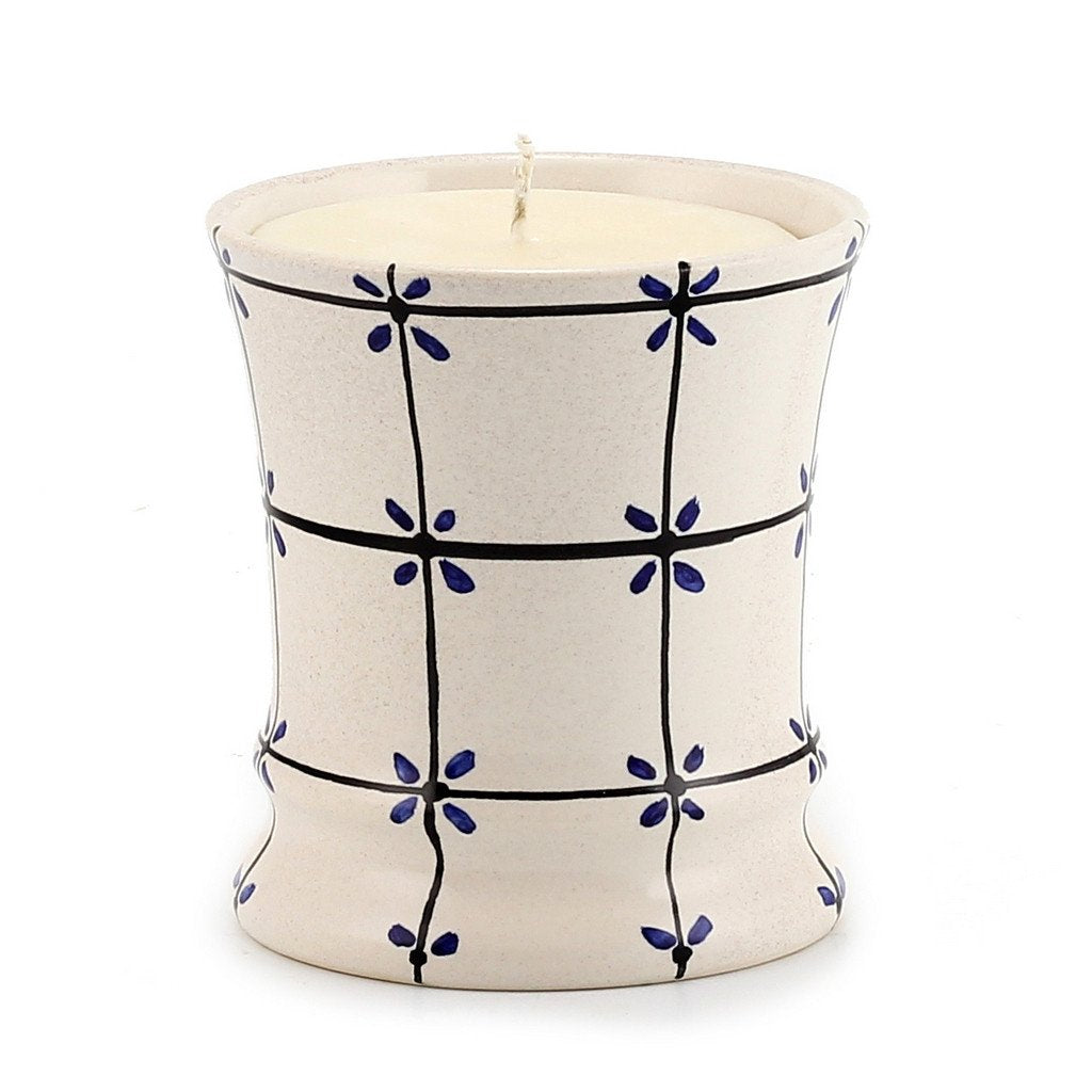 DERUTA CANDLES: Deluxe Cup Candle ~ Deruta Blu Stella Design