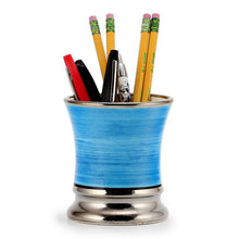 Load image into Gallery viewer, DERUTA CANDLES: Deluxe Precious Cup Candle ~ Coloris Celeste Design ~ Pure Platinum Rim
