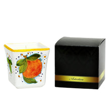 Load image into Gallery viewer, DERUTA CANDLES: Square Flared Candle Sicilian Orange Design
