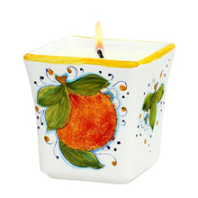 Load image into Gallery viewer, DERUTA CANDLES: Square Flared Candle Sicilian Orange Design
