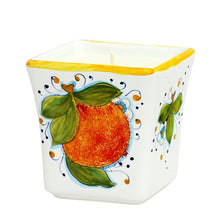 Load image into Gallery viewer, DERUTA CANDLES: Square Flared Candle Sicilian Orange Design
