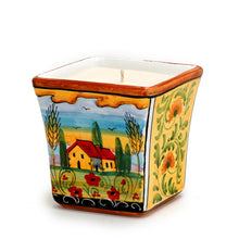 Load image into Gallery viewer, DERUTA CANDLES: Square Flared Candle Tuscan TUSCAN LANDSCAPE Design - Artistica.com
