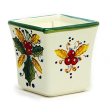 Load image into Gallery viewer, HOLIDAYS DERUTA CANDLES: Square Flared Candle Holly Leaves Design - Artistica.com

