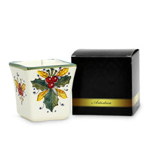Load image into Gallery viewer, HOLIDAYS DERUTA CANDLES: Square Flared Candle Holly Leaves Design - Artistica.com
