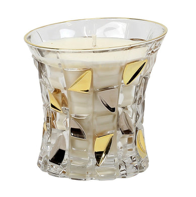 CRYSTAL CANDLES: Unscented soy candle in crystal cup GOLD and PLATINUM hand decorated.