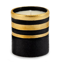 Load image into Gallery viewer, HOLIDAYS DERUTA MILANO: Candle Black with Hand Painted Pure Gold Stripes - Artistica.com
