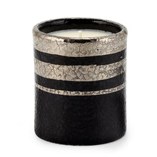 Load image into Gallery viewer, DERUTA MILANO: Candle Black with Hand Painted Pure Platinum Stripes
