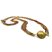 Load image into Gallery viewer, MURANO MURRINA: Hand Blown Murano Glass seed beads Necklace Doge - RED and GOLD - Artistica.com
