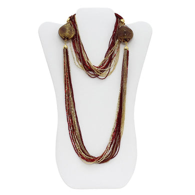 MURANO MURRINA: Hand Blown Murano Glass seed beads Necklace Doge - RED and GOLD - Artistica.com