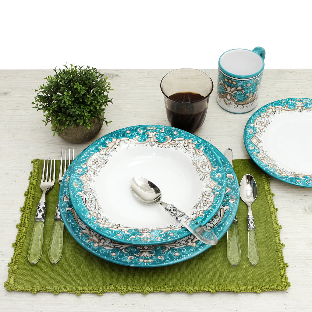 DERUTA COLORI Salad Plate AQUA TEAL SECOND Deruta Outlet