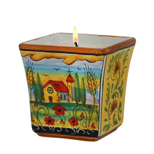 Load image into Gallery viewer, DERUTA CANDLES: Square Flared Candle Tuscan TUSCAN LANDSCAPE Design - Artistica.com
